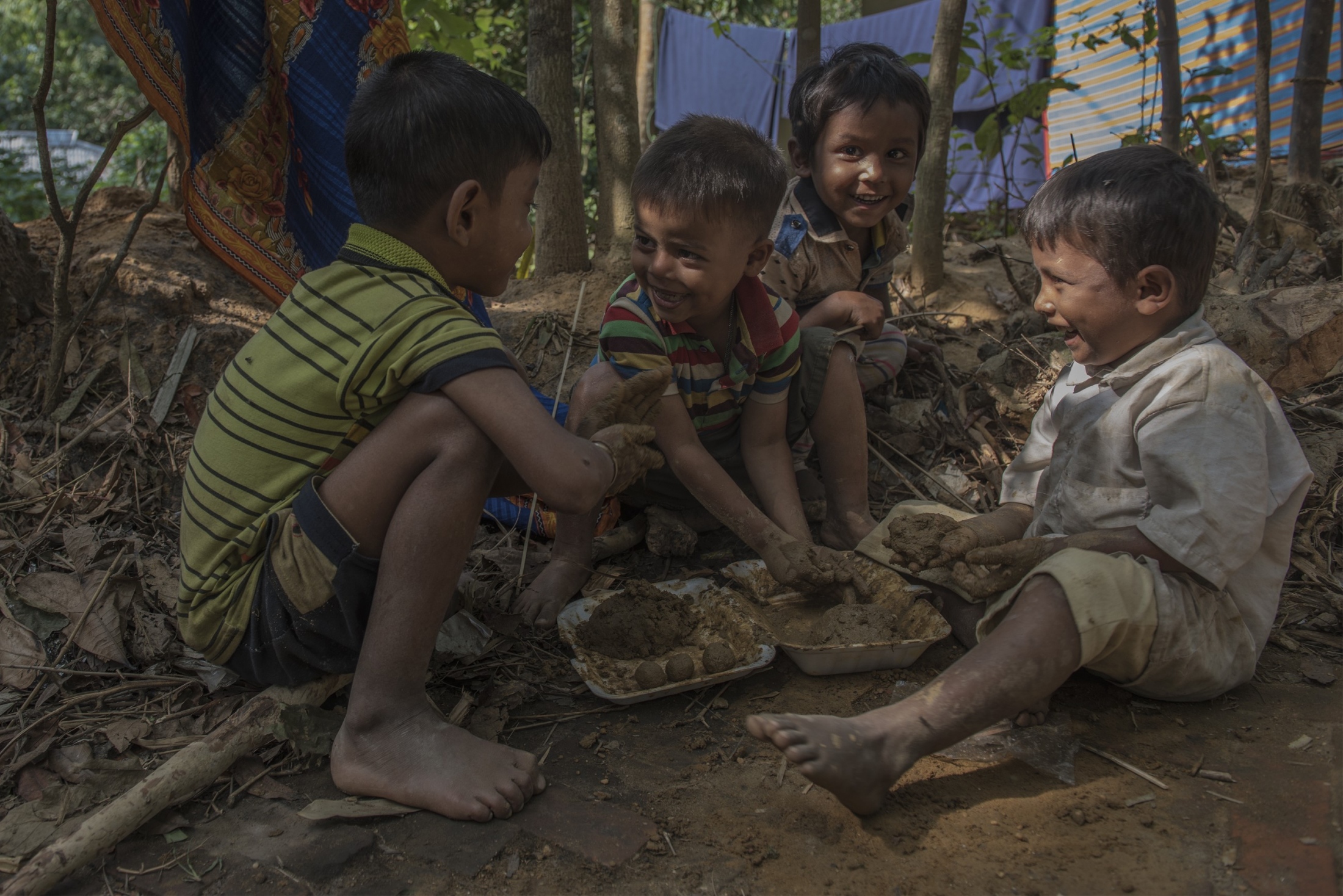 Rohingya Refugee: Freedom to Fear - Rohingya Hindu Children at play in the Refugee Camp,...
