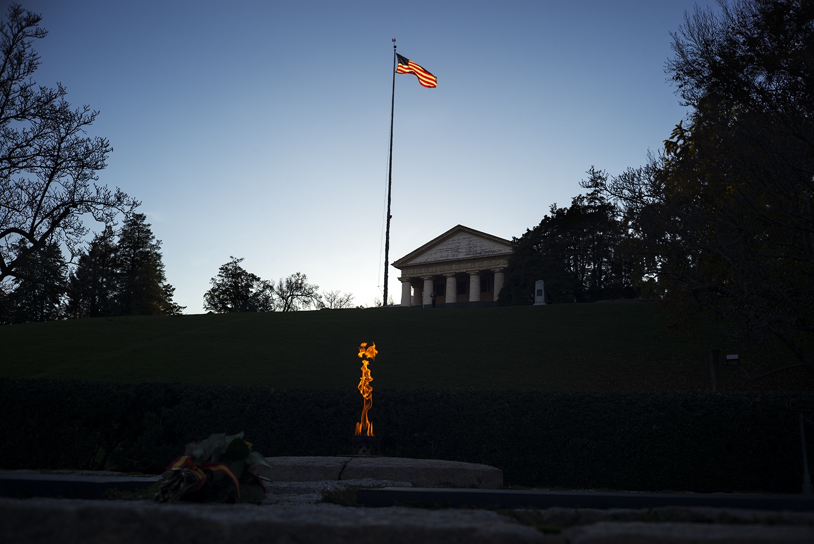 American Flags - J.F.K. Eternal Flame, Arlington Cemetery.