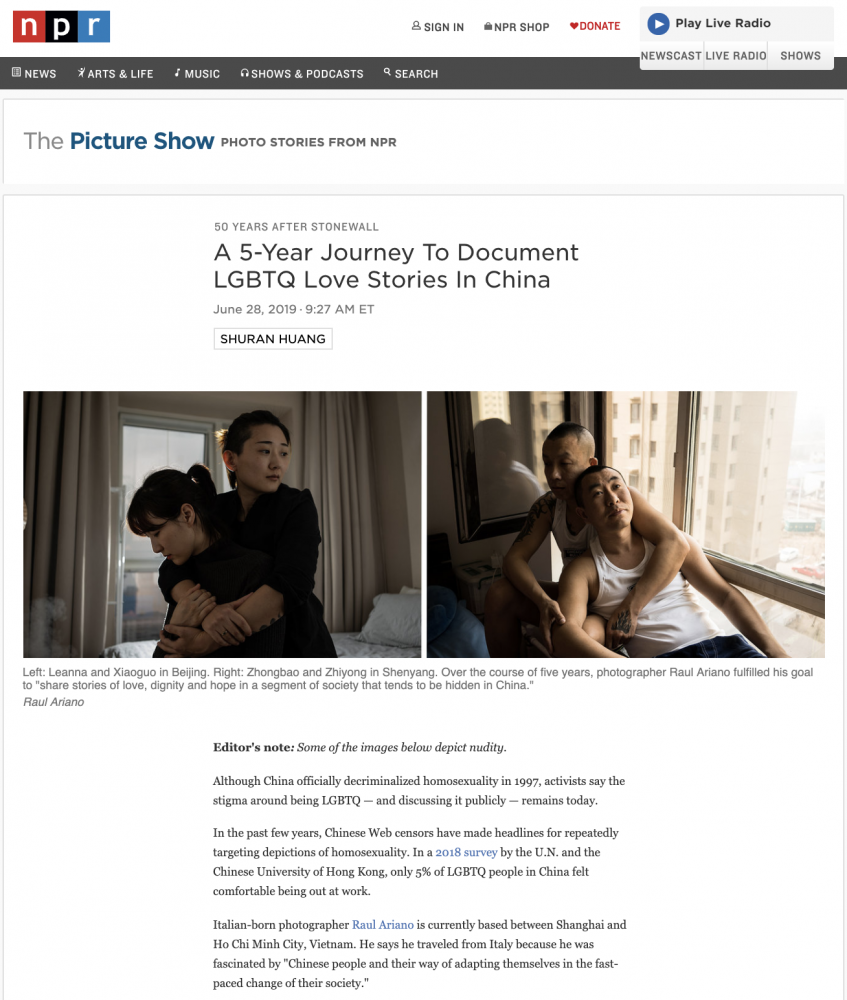 On NPR Picture Show: A 5-Year Journey To Document LGBTQ Love Stories In China