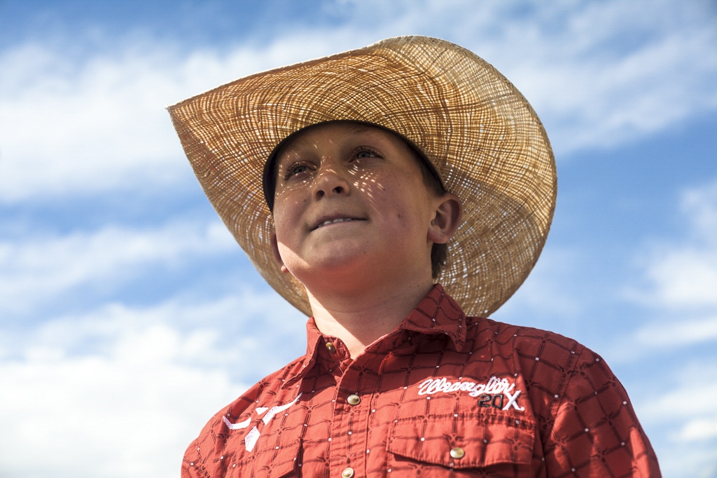 Cowboy kid in a rodeo Saturday in Alamosa, Colorado.