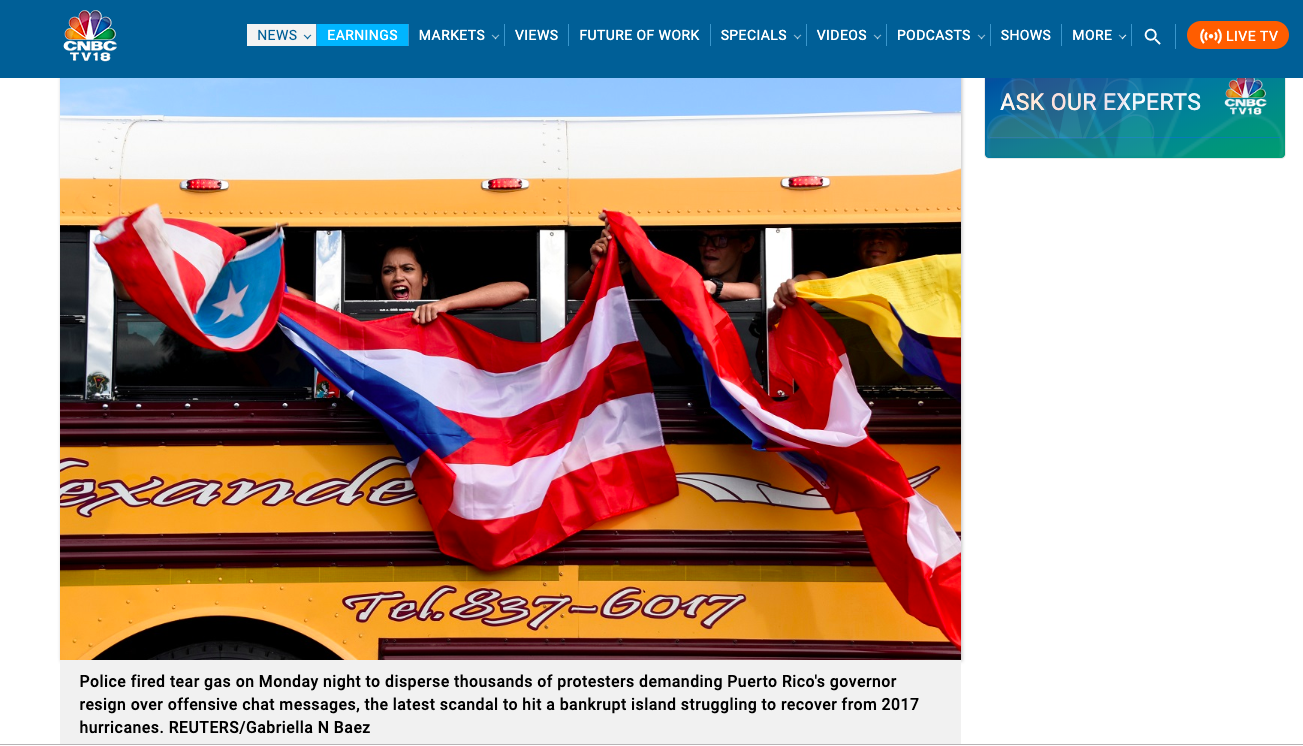 Reuters Puerto Rico coverage on CNBCTV
