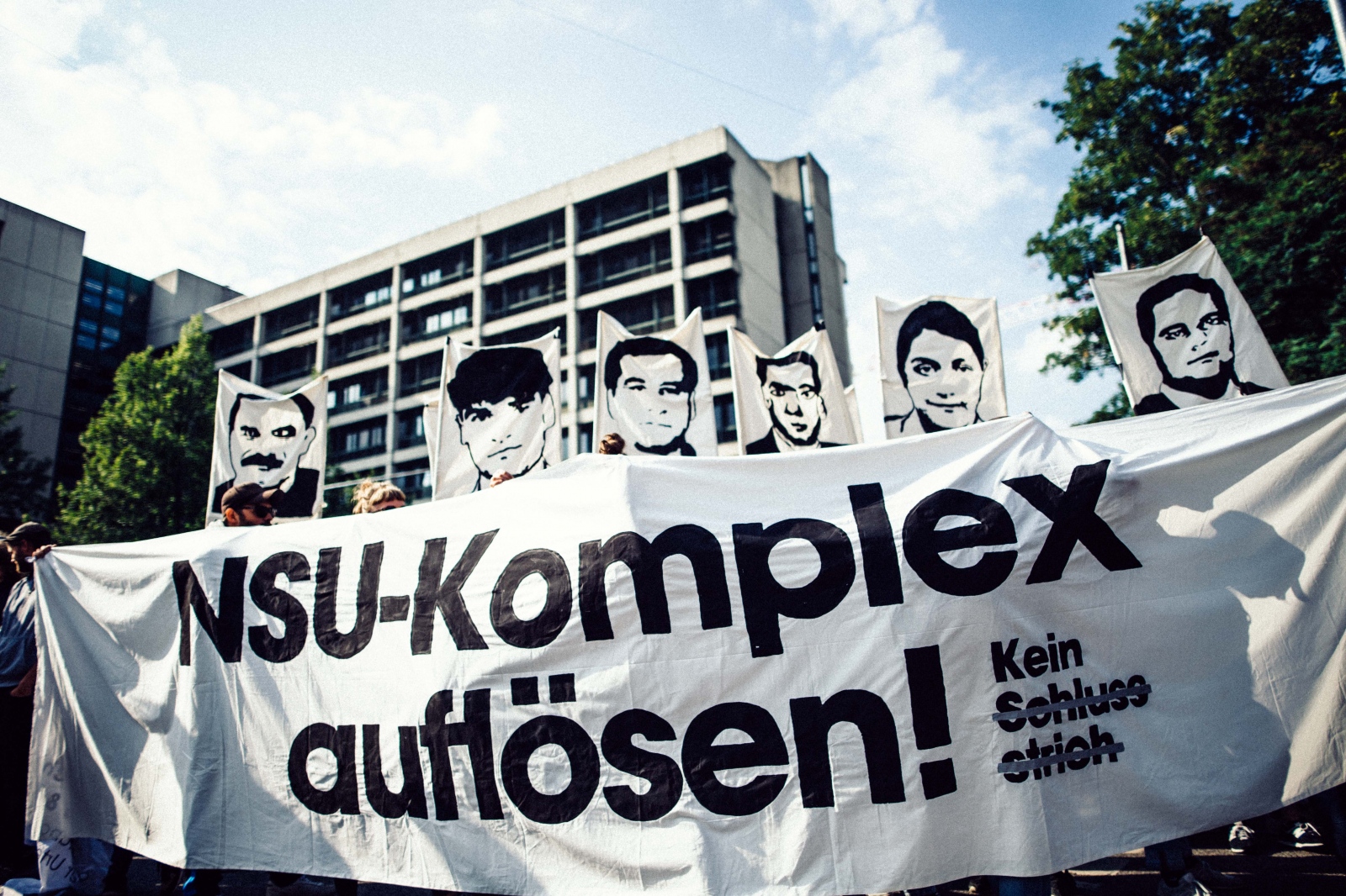 End of so called "˜NSU"™ anti-terror trial in Munich - Protest in front of the court.
