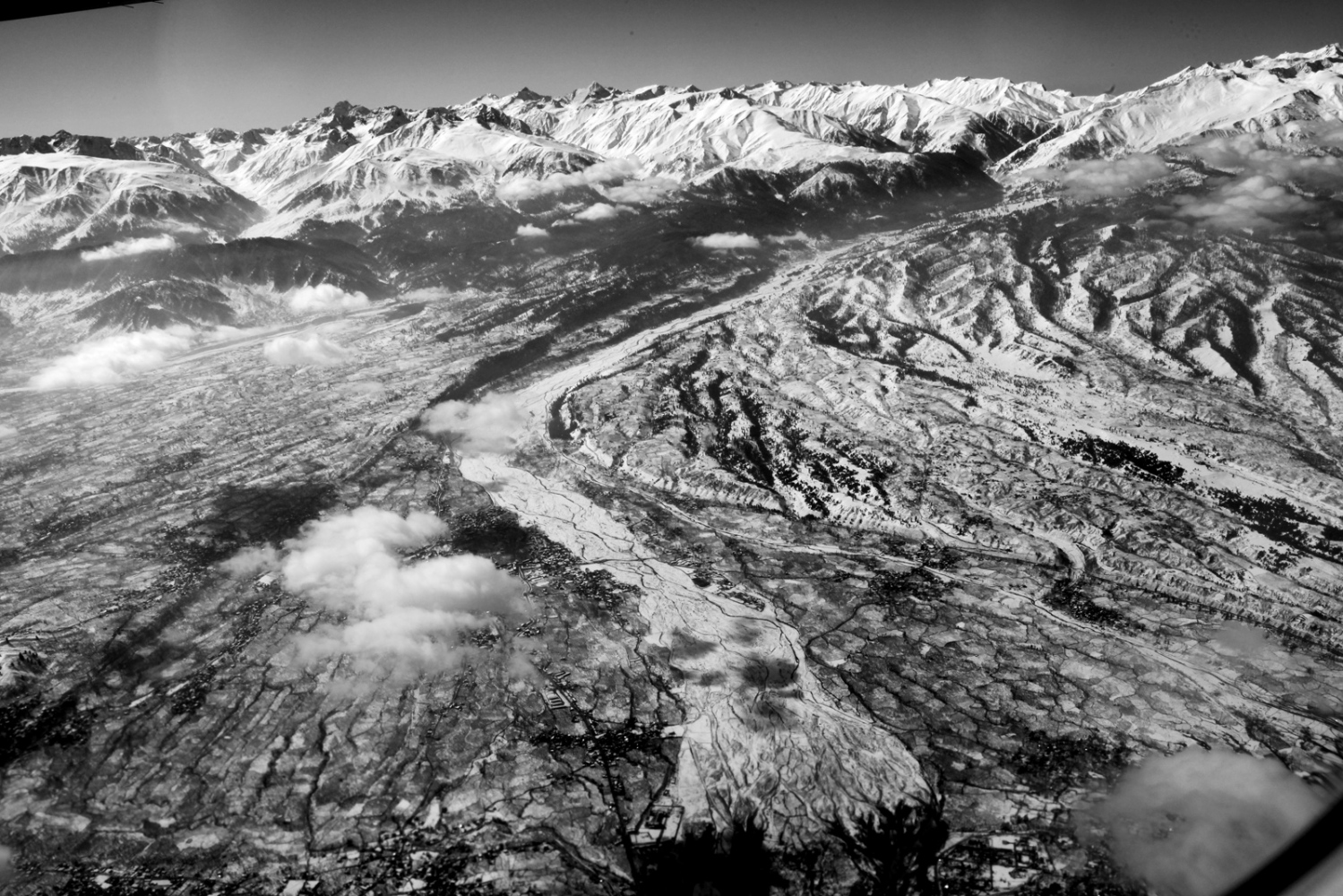 an aerial view of Kashmir, Himalayan mountains