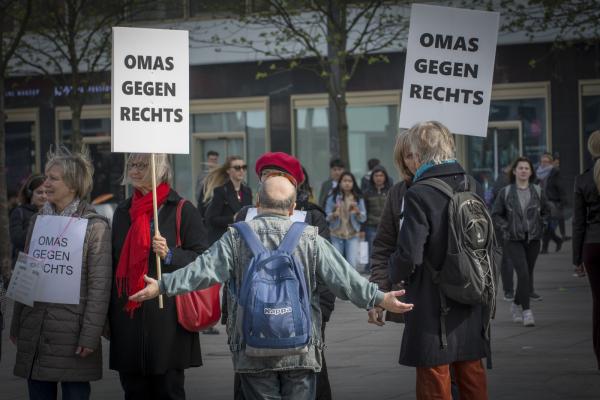 Omas Gegen Rechts-Ost - BERLIN, GERMANY- APRIL 05: Members of Omas gegen Rechts...