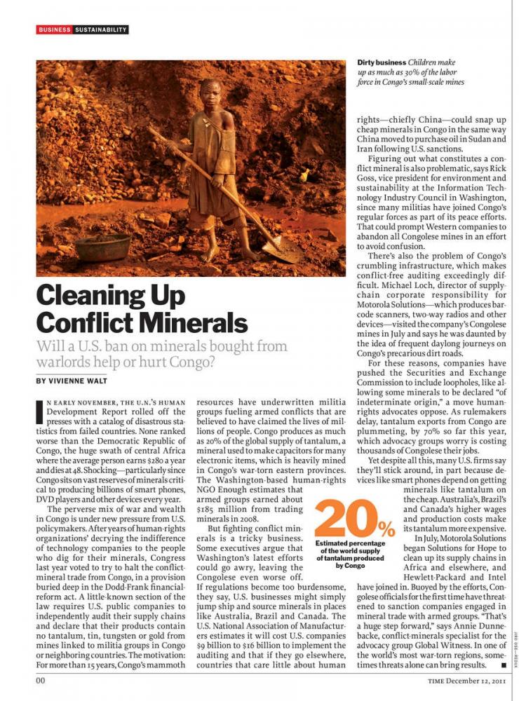  Time Magazine, Conflict Mineral