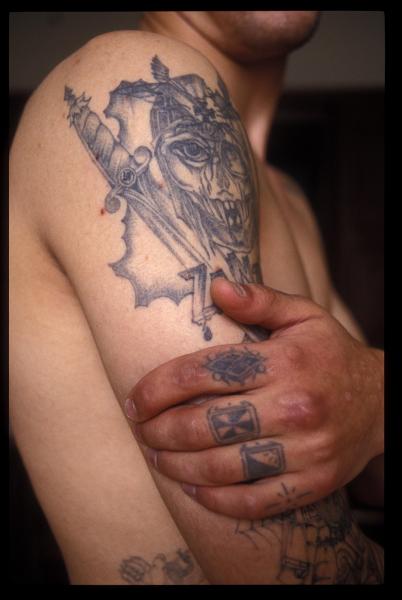   Tattoo&#39;s indicate crimes committed and therefore status for the underworld of St Petersberg.  