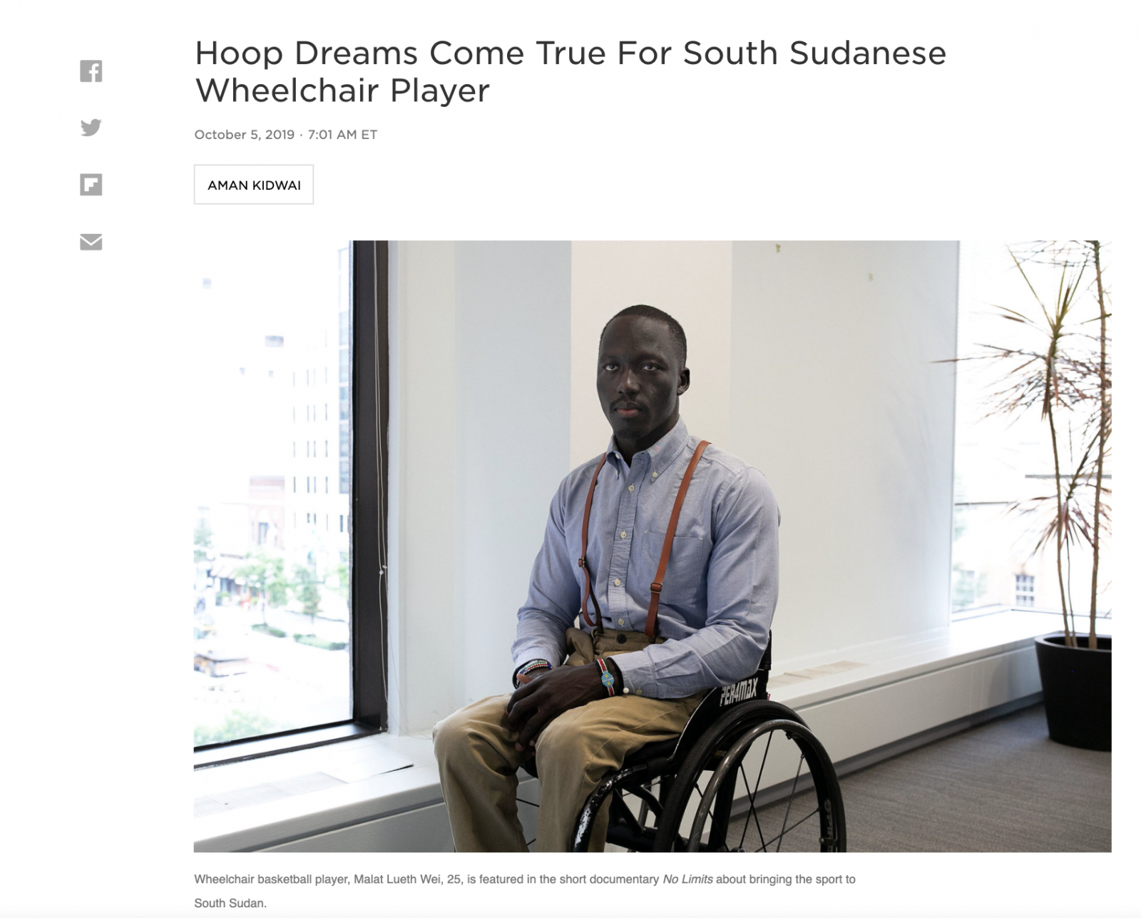 On NPR: Hoop Dreams Come True For South Sudanese Wheelchair Player