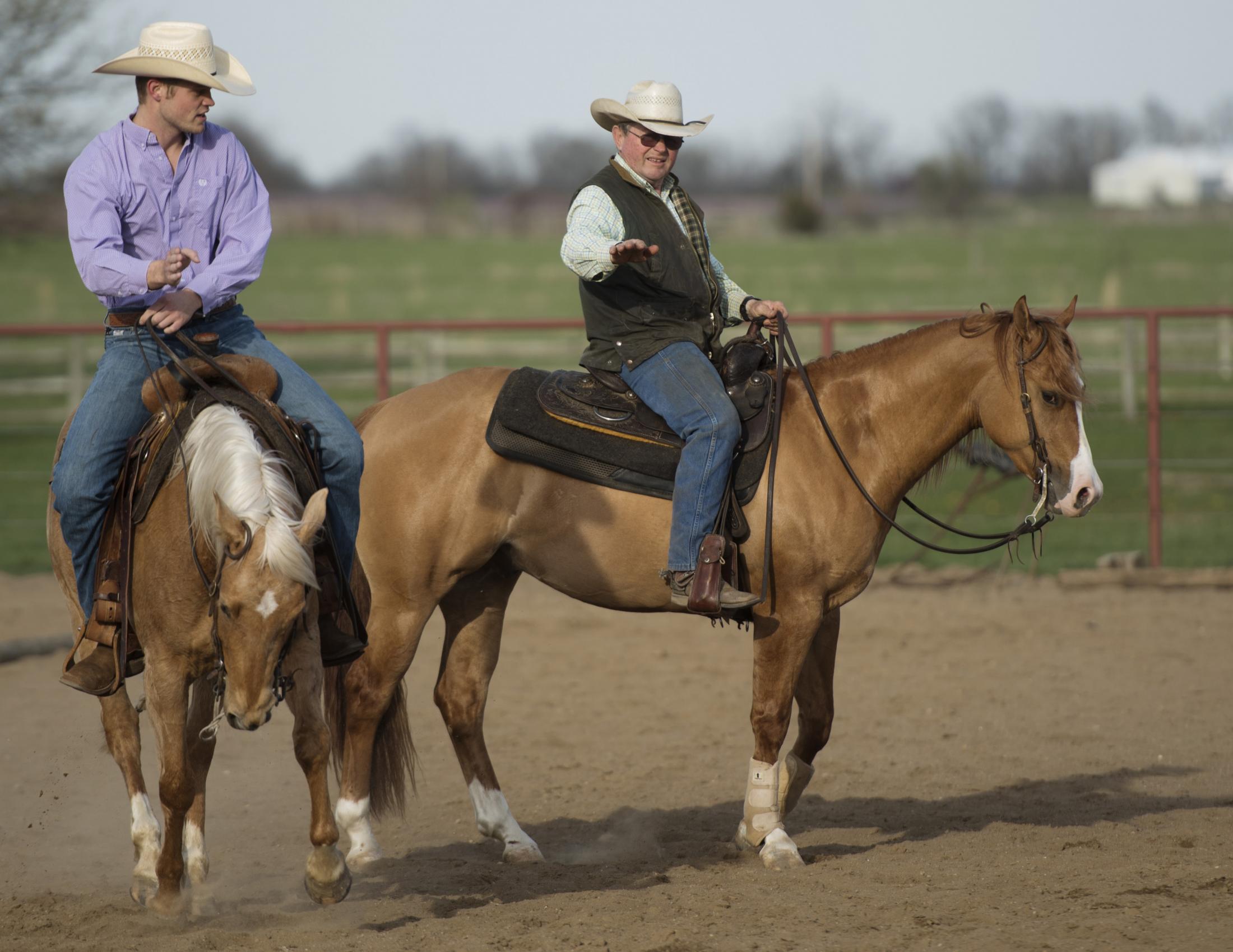 Dudley helps another rider learn to train his horse. His business is built on the help of...