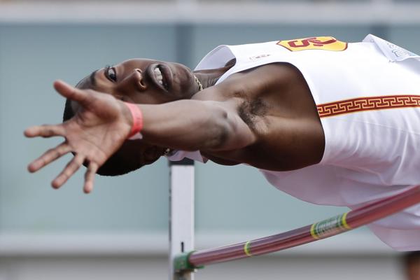 TORRANCE, CALIFORNIA - APRIL 20: &nbsp;Earnie Sears of the University of Southern California clears the bar in the men&#39;s high jump on the second day of the 61st Mt. SAC Relays at Murdock Stadium at El Camino College on April 19, 2019 in Torrance, California. (Photo by Katharine Lotze/Getty Images)  