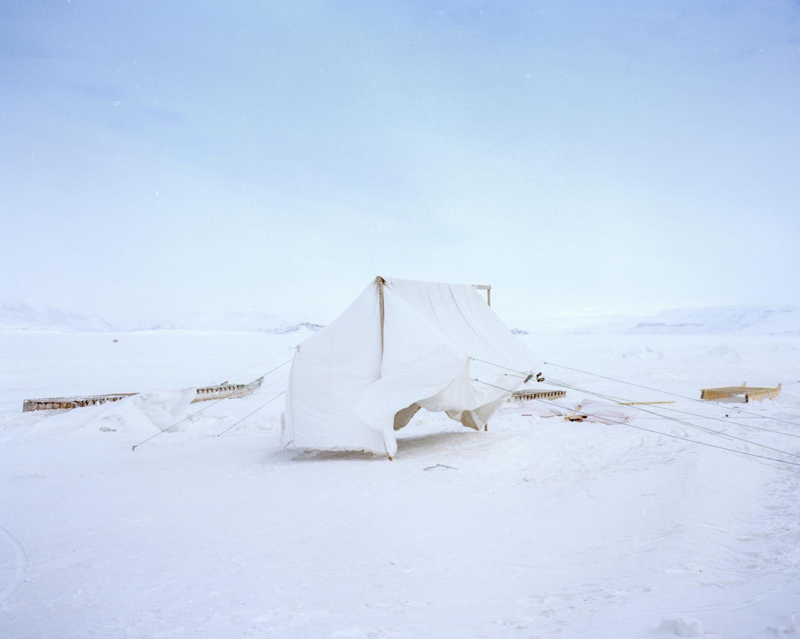 Before a camping trip, a homema...sea ice in Arctic Bay, Nunavut.