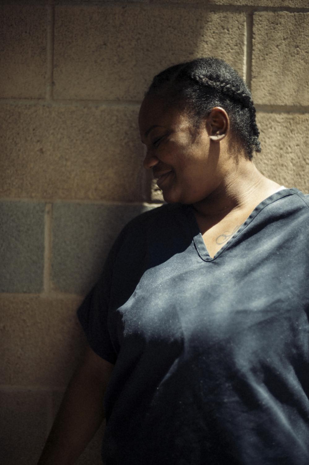 Mothers & Sisters - Tanya Aldridge in the workout yard of a high-security...