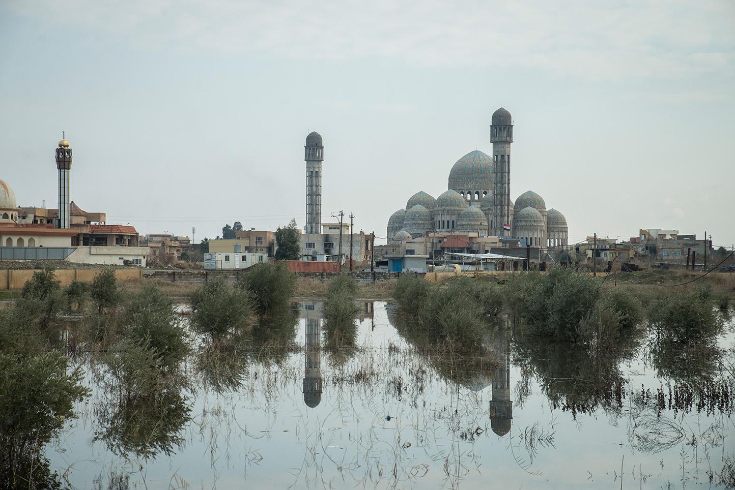 Mosul, Iraq. The Great Mosque of Mosul, a Sunni mosque originally built by Saddam Hussein, though...
