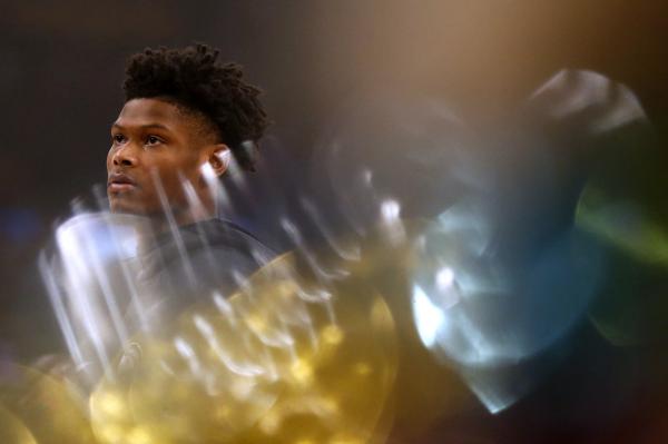 LOS ANGELES, CALIFORNIA - NOVEMBER 17: Cam Reddish #22 of the Atlanta Hawks looks on ahead of a game against the Los Angeles Lakers at Staples Center on November 17, 2019 in Los Angeles, California. NOTE TO USER: User expressly acknowledges and agrees that, by downloading and or using this photograph, User is consenting to the terms and conditions of the Getty Images License Agreement.