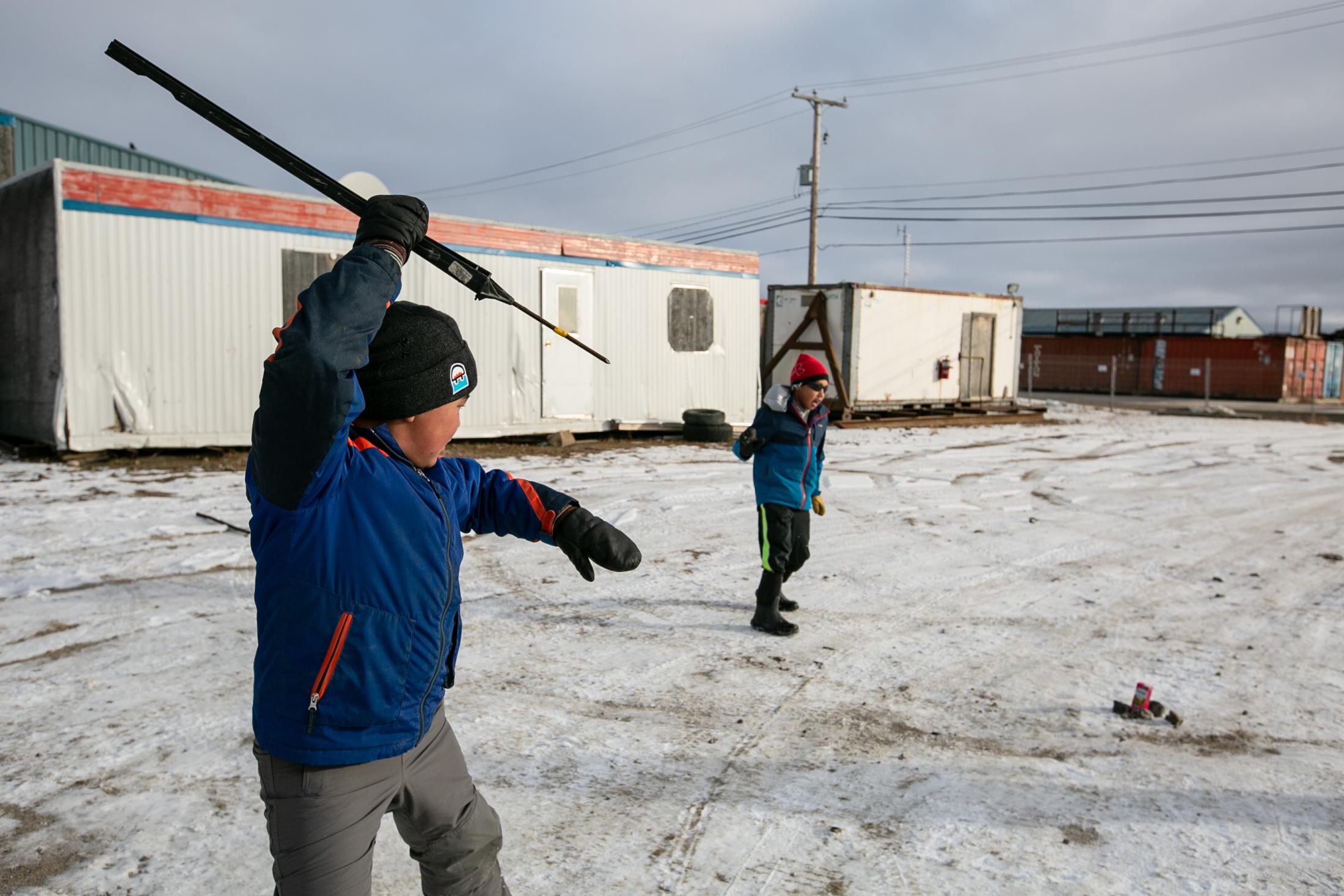 Nunavut's Young Hunters - Kaniq Allerton, left, and Inuki Wilman practice their...