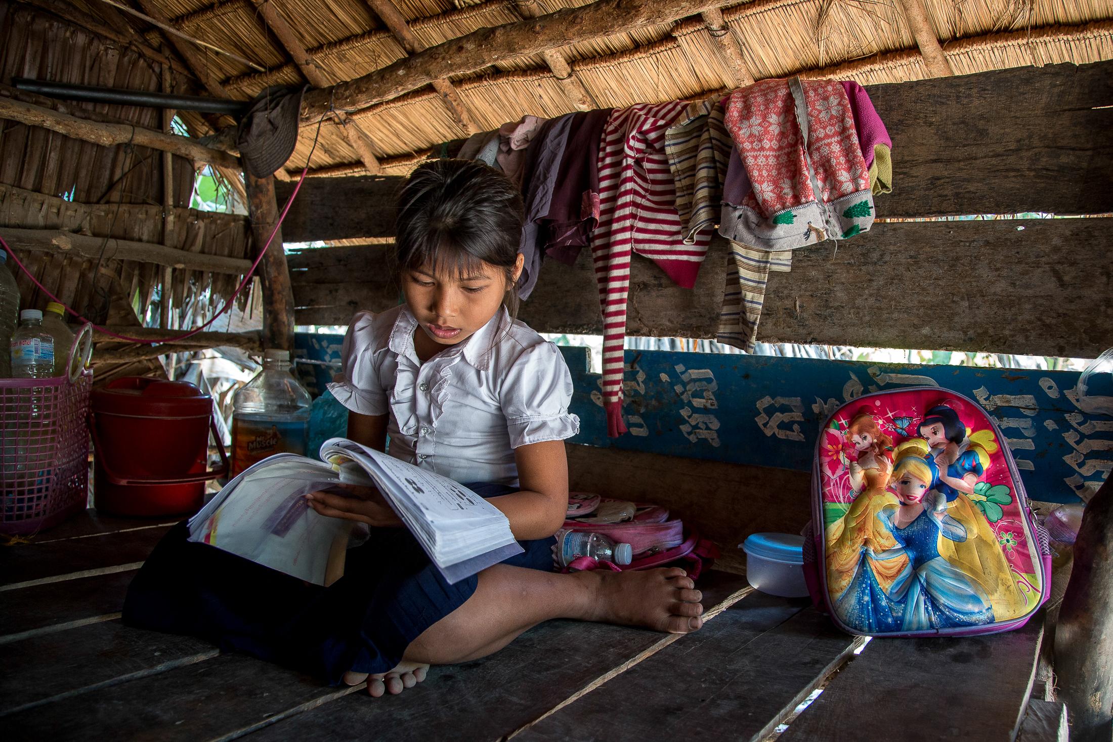 Portfolio NGO Education  - BOMPHEN REACH, CAMBODIA – FEBRUARY 28: 10-year-old...
