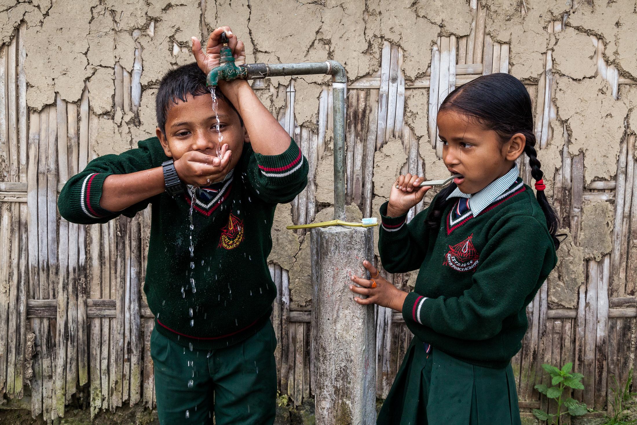 Portfolio NGO Education  - ITAHARI, NEPAL - February 25, 2015: Badal (left), 13...
