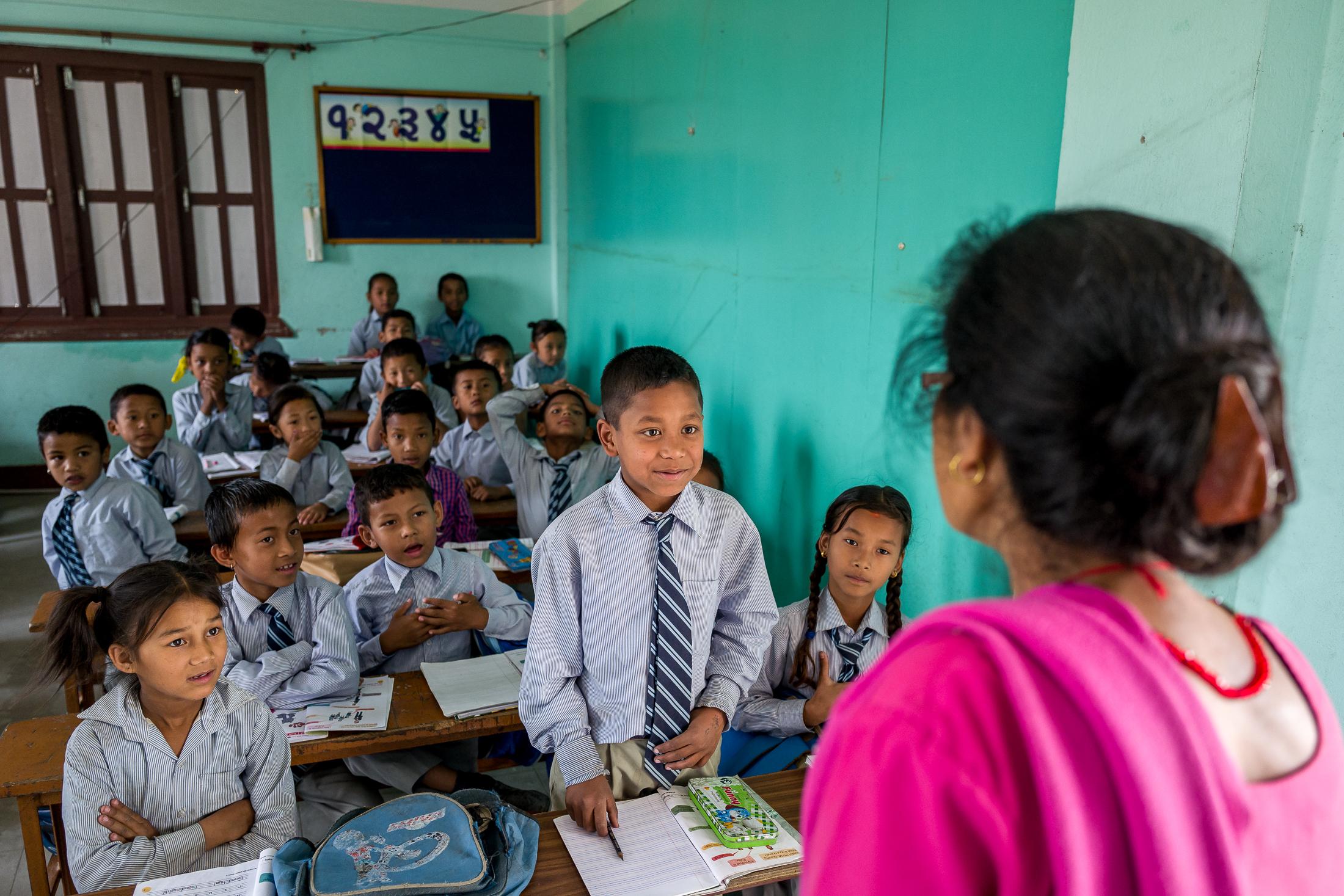 Portfolio NGO Education  - SIDDHIPUR, NEPAL - MAY 08: A student answers a question...