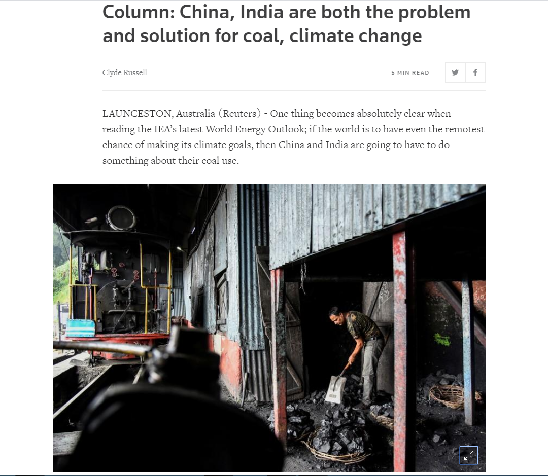 Reuters - Column: China, India are both the problem and solution for coal, climate chang