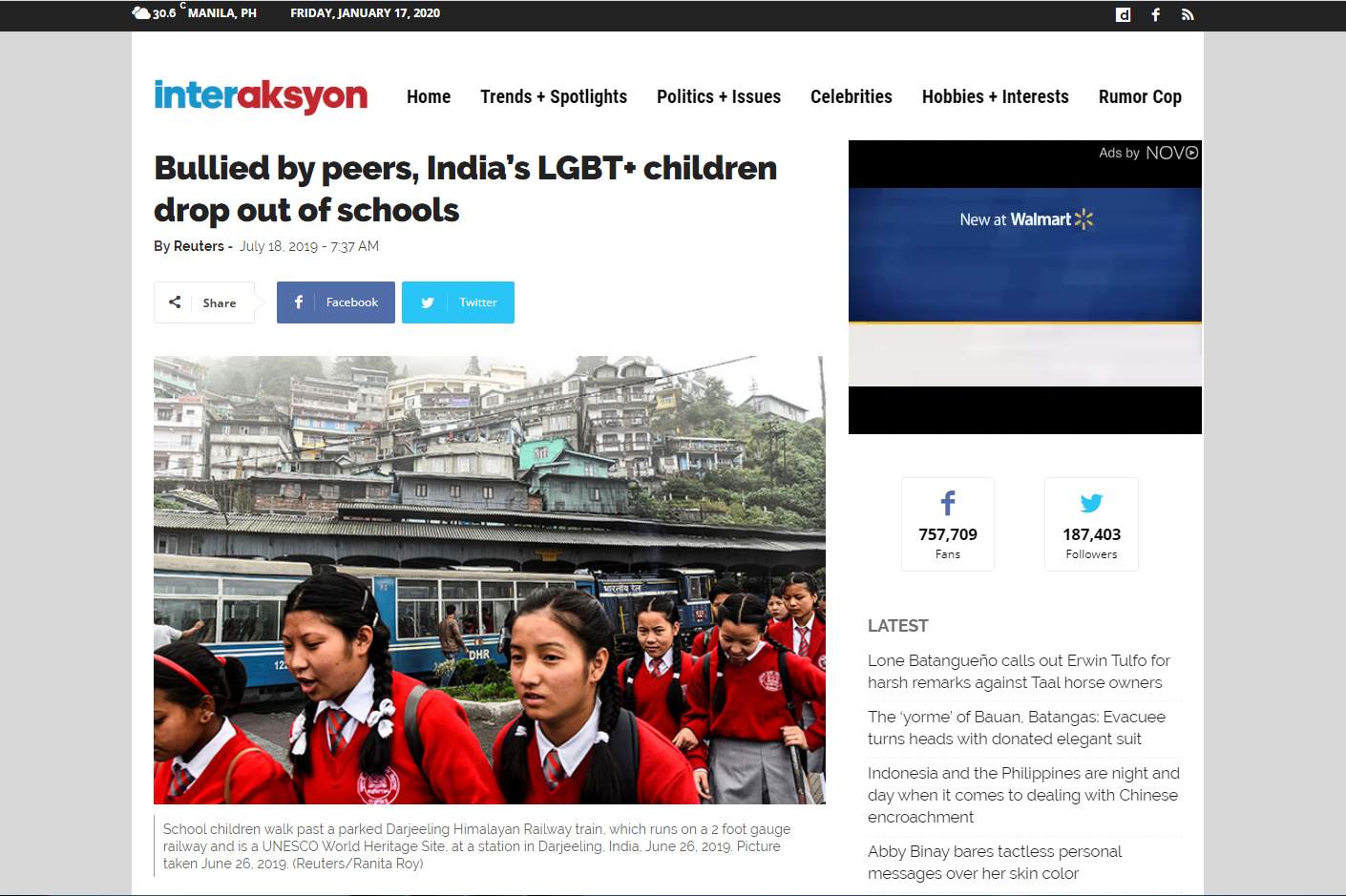 Interaksyon - Bullied by peers, India's LGBT+ children drop out of schools