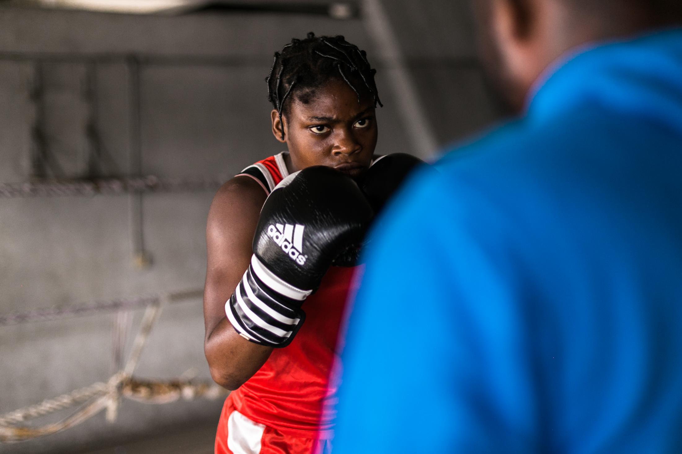 Female Boxing in Nigeria - 11 July 2019: Princess, 17 in a training session with...