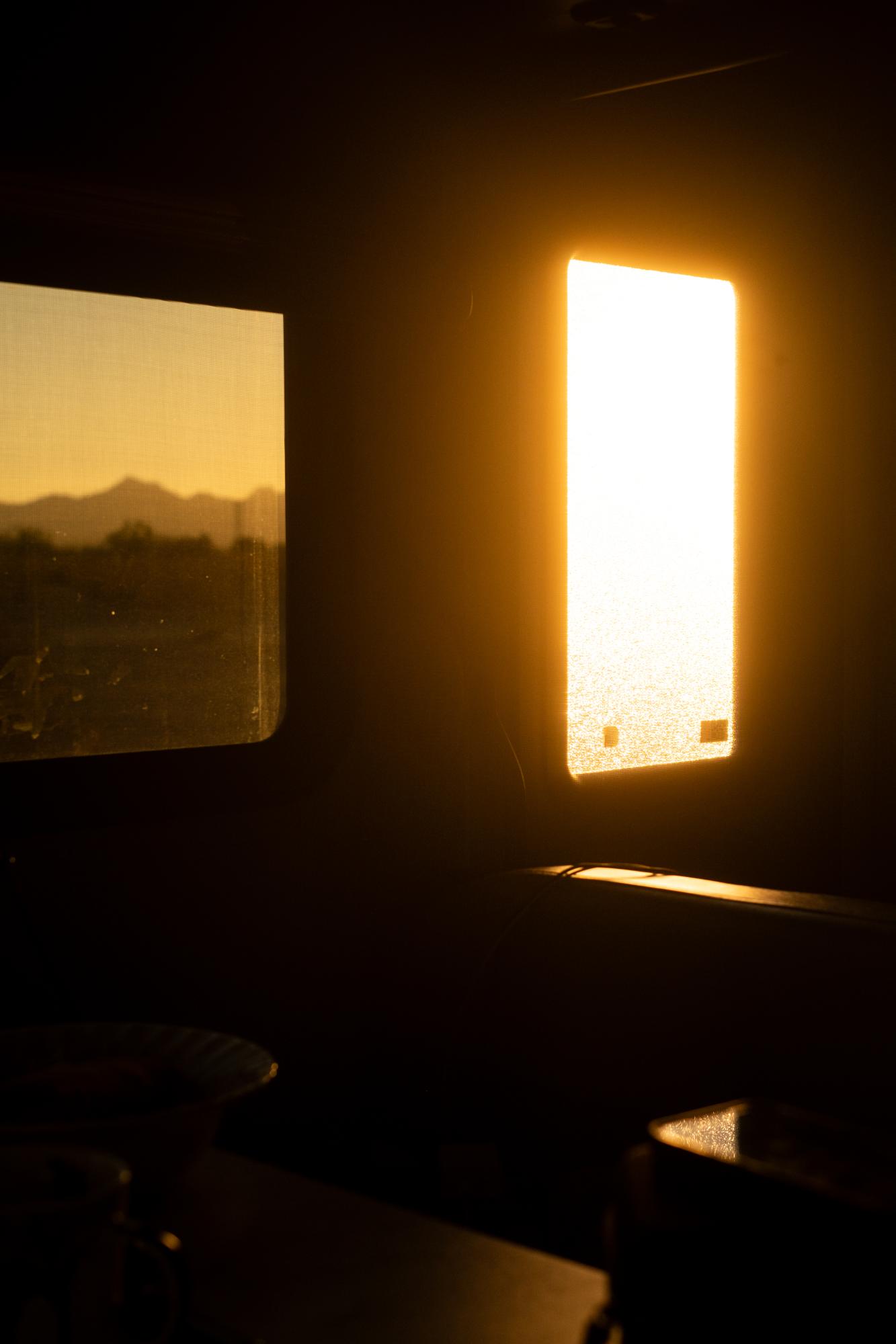 A Warm Winter (An Ongoing Journey) - Early morning light inside our rig. Quartzsite, Arizona.