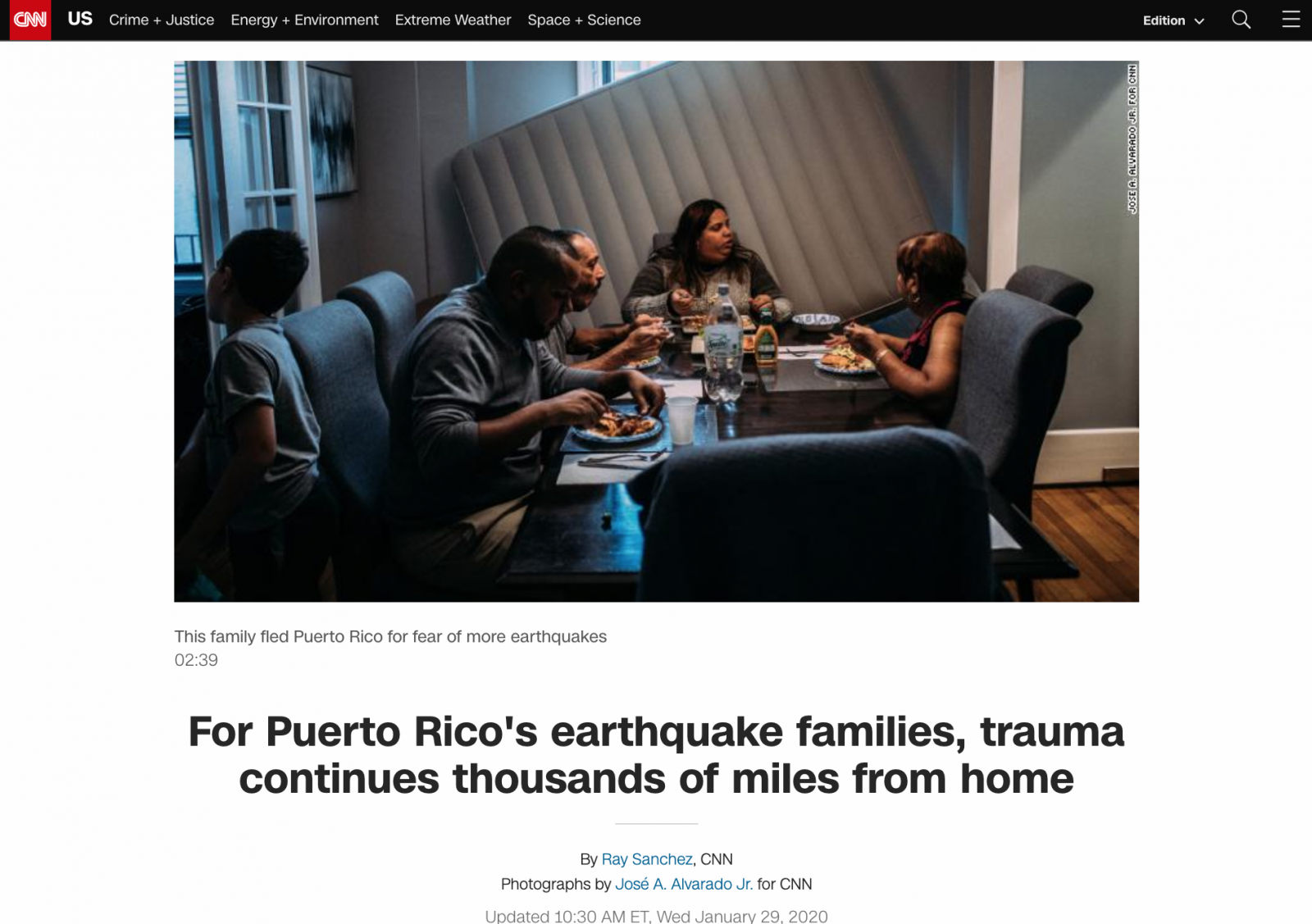 for CNN: For Puerto Rico's earthquake families, trauma continues thousands of miles from home.