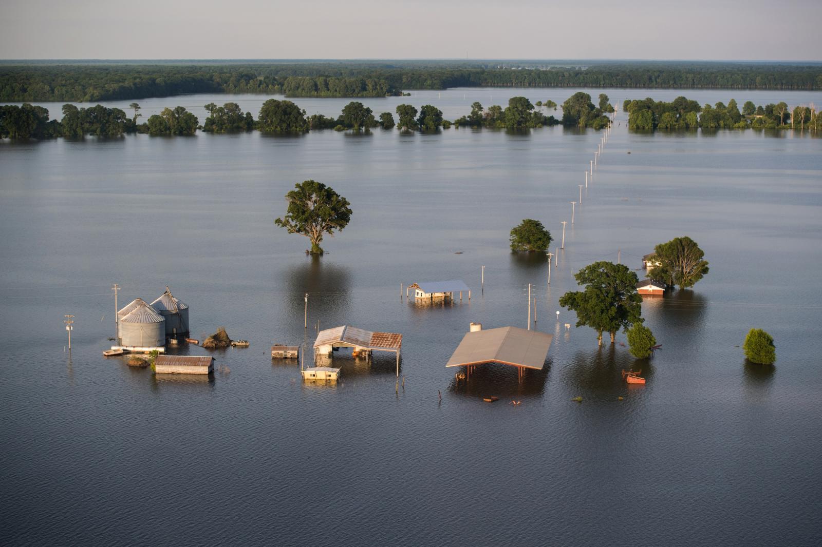Backwater flooding surrounds a ...ississippi Delta June 14, 2019.