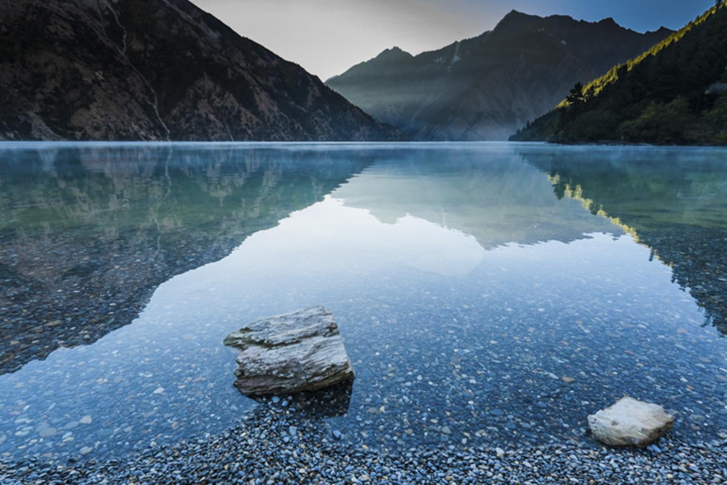 Image from ENVIRONMENT - Lake Phoksundo located at an elevation of 11,849ft inside...