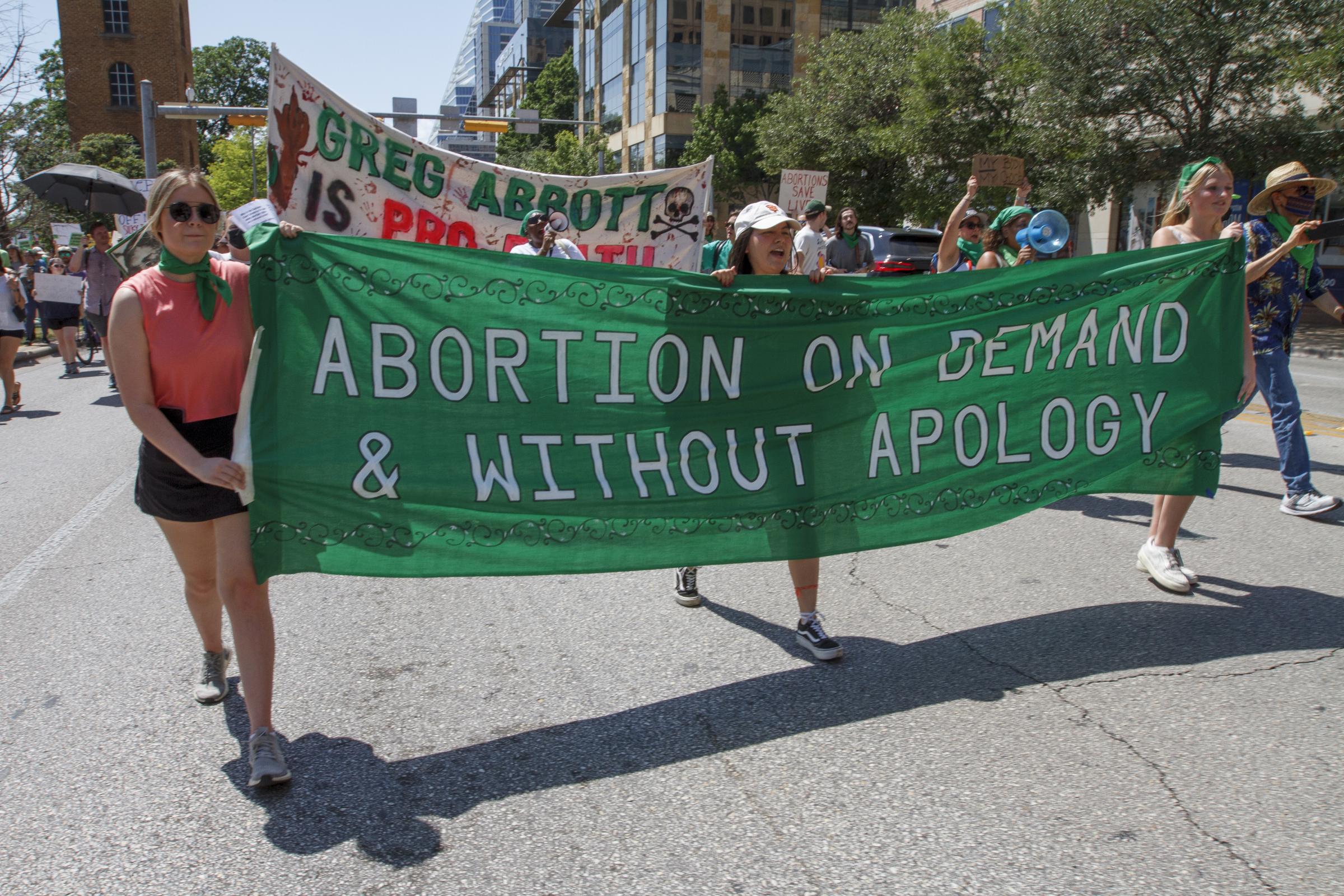 Abortion Rights Protest Austin Texas - Abortion Rights protestors march to the Austin Convention Center to protest Donald Trump’s...