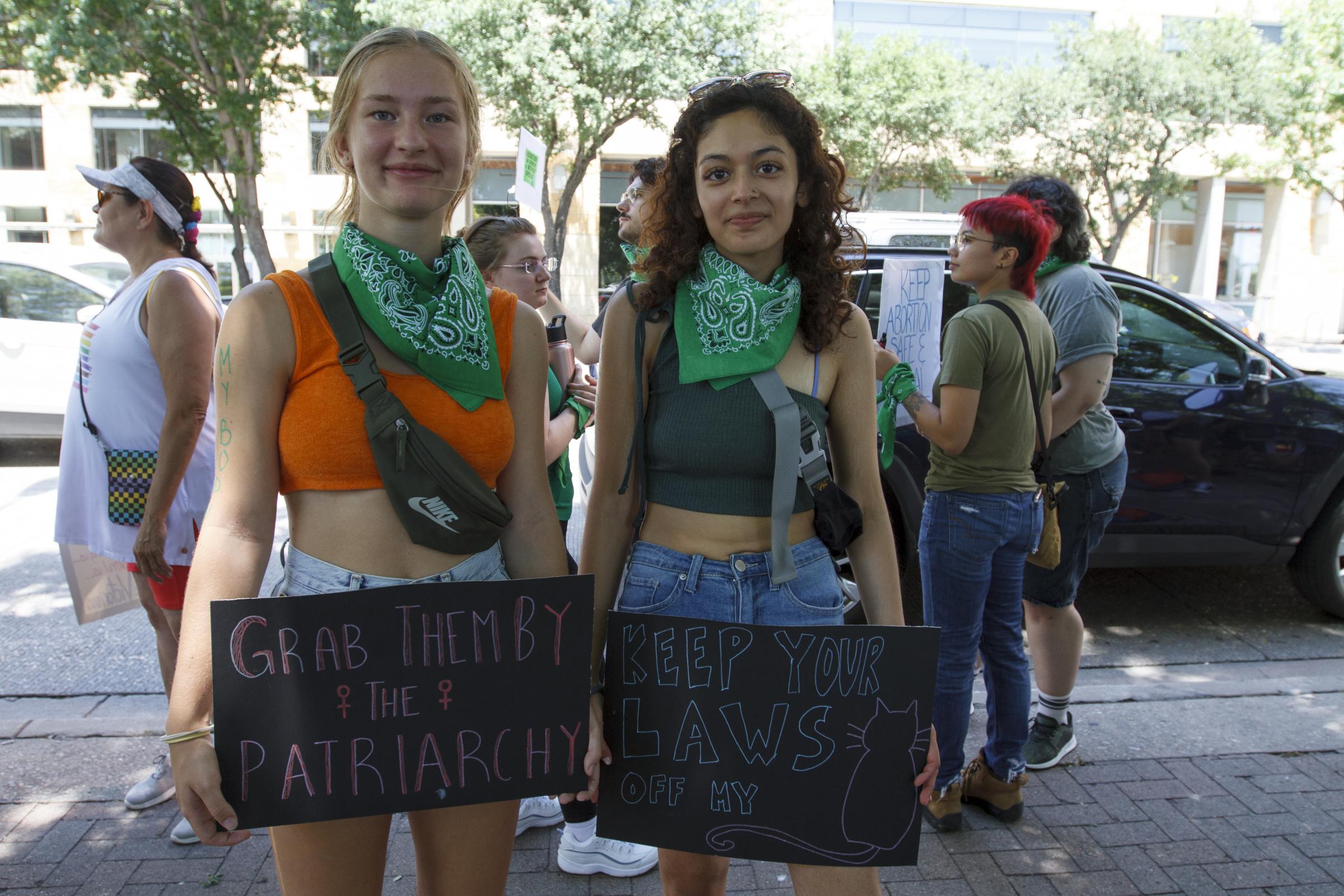 Abortion Rights Protest Austin Texas - Abortion Rights protestors gather at Buford Tower on Cesar Chavez Street in Austin Texas to...