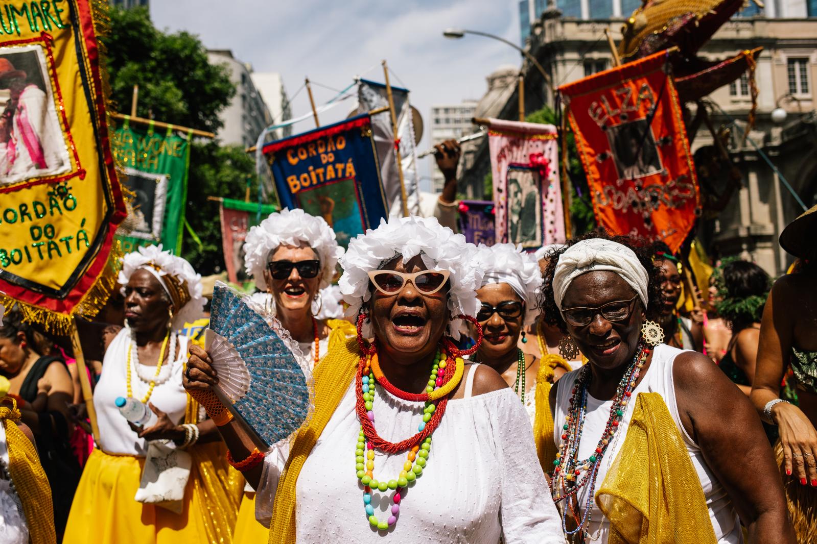 Members of the carnaval group C...rellaga for The New York Times.