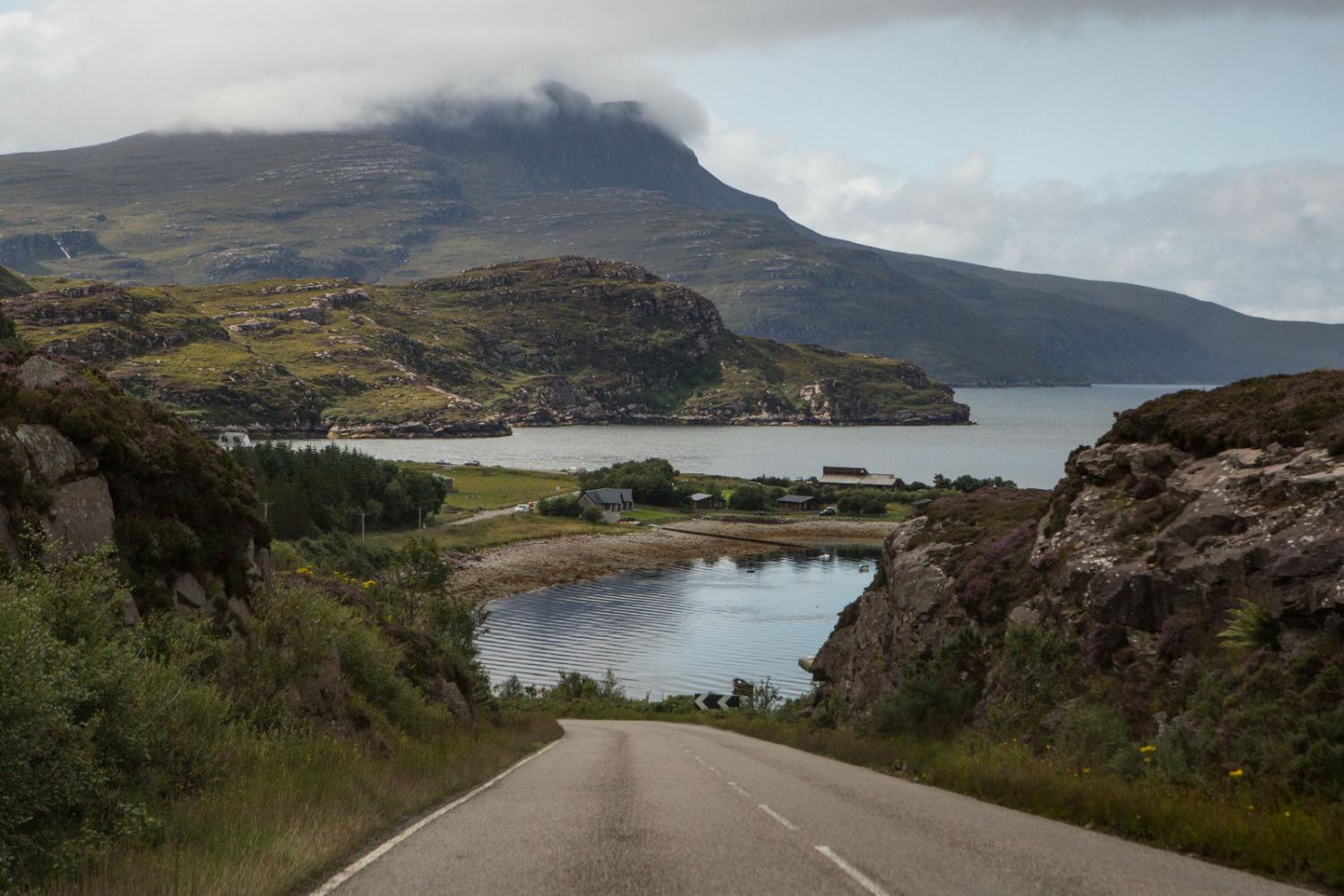 The NC500 road leading south towards Ullapool.