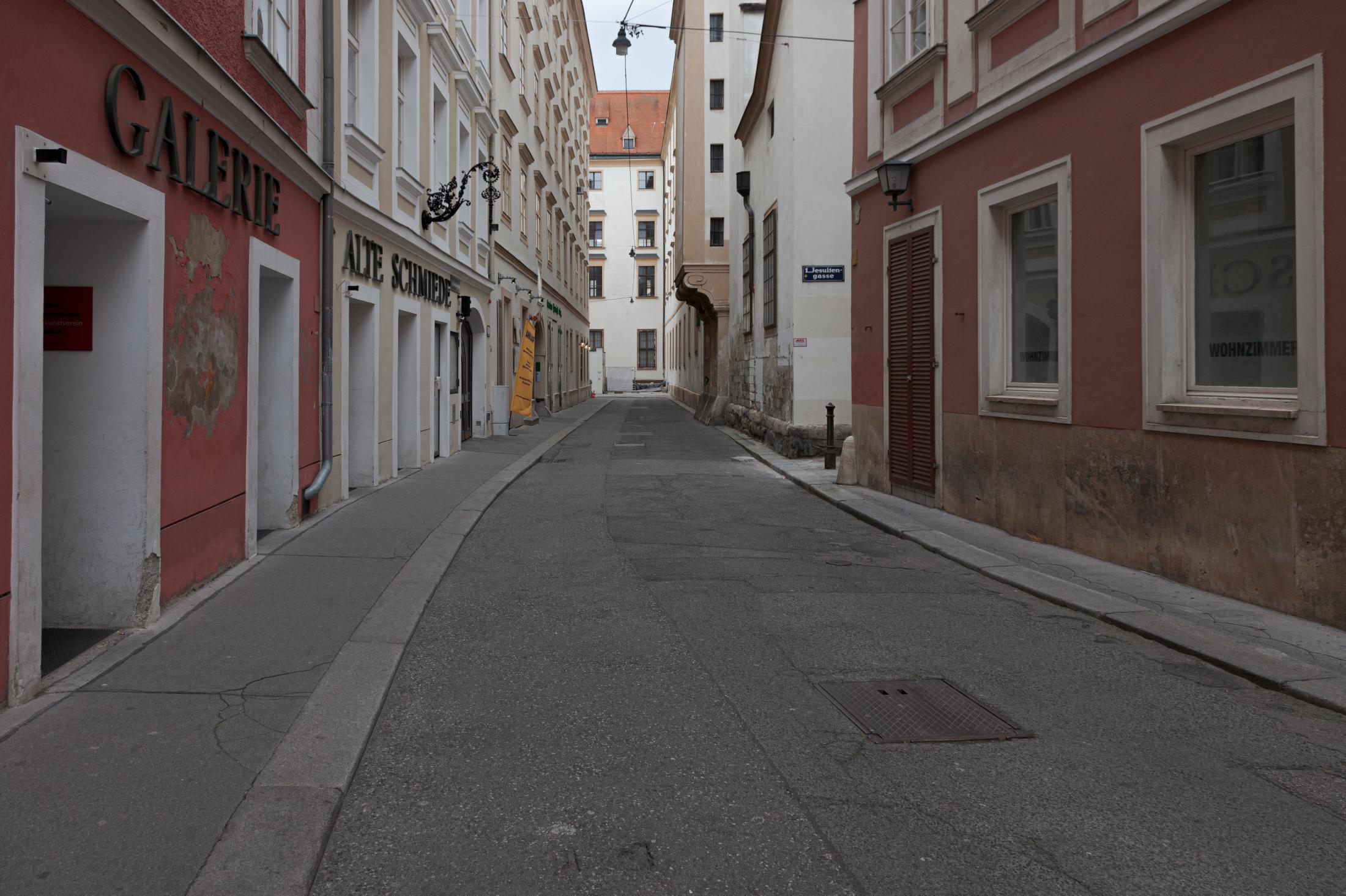 Empty streets in the Frist District in Vienna, March 14, 2020. Usually crowded with people on a Saturday morning