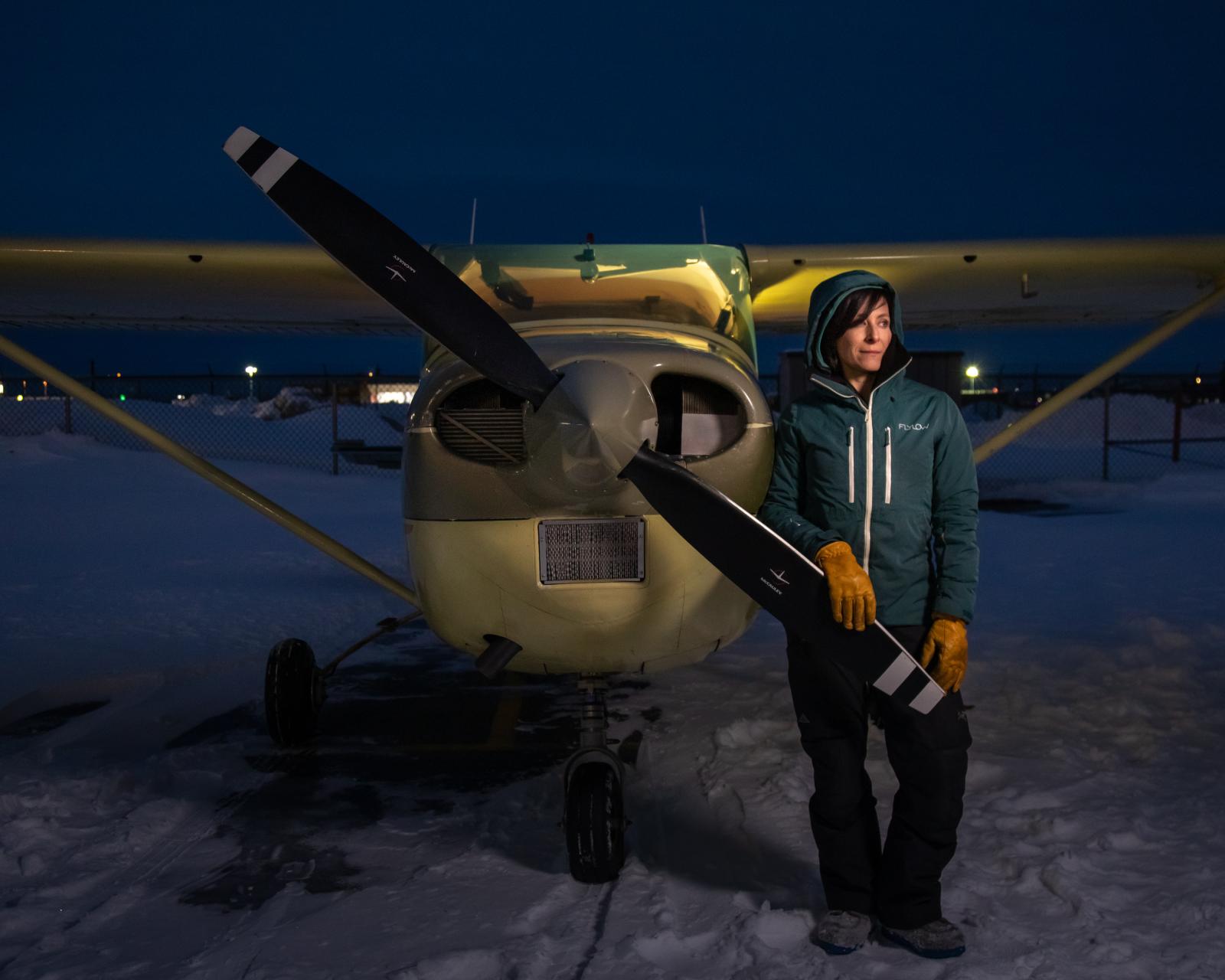 Jamie Klaes with her Cessna 182...e aviation community.&quot;