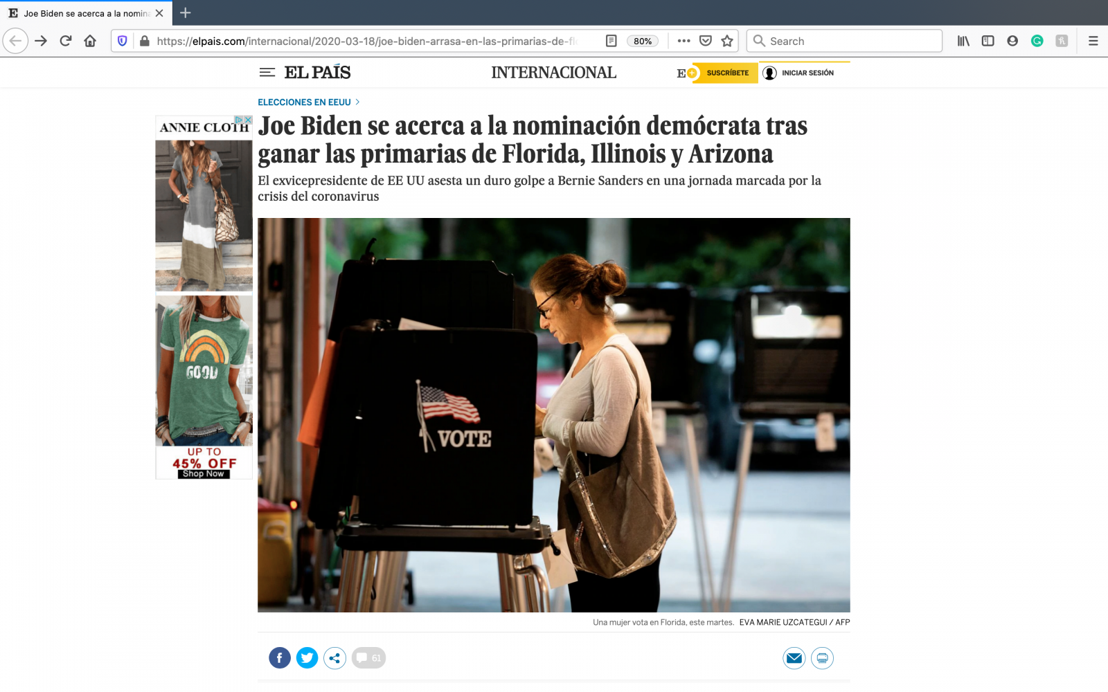 Thumbnail of Joe Biden se acerca a la nominación demócrata tras ganar las primarias de Florida, Illinois y Arizona