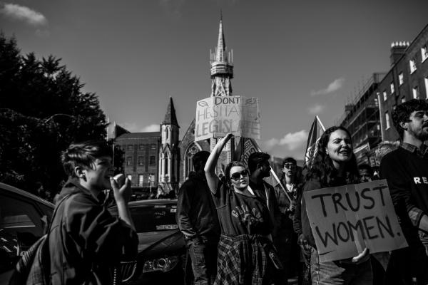 Image from Faithless - 28/09/2018: A young lady is seen protesting in Dublin...