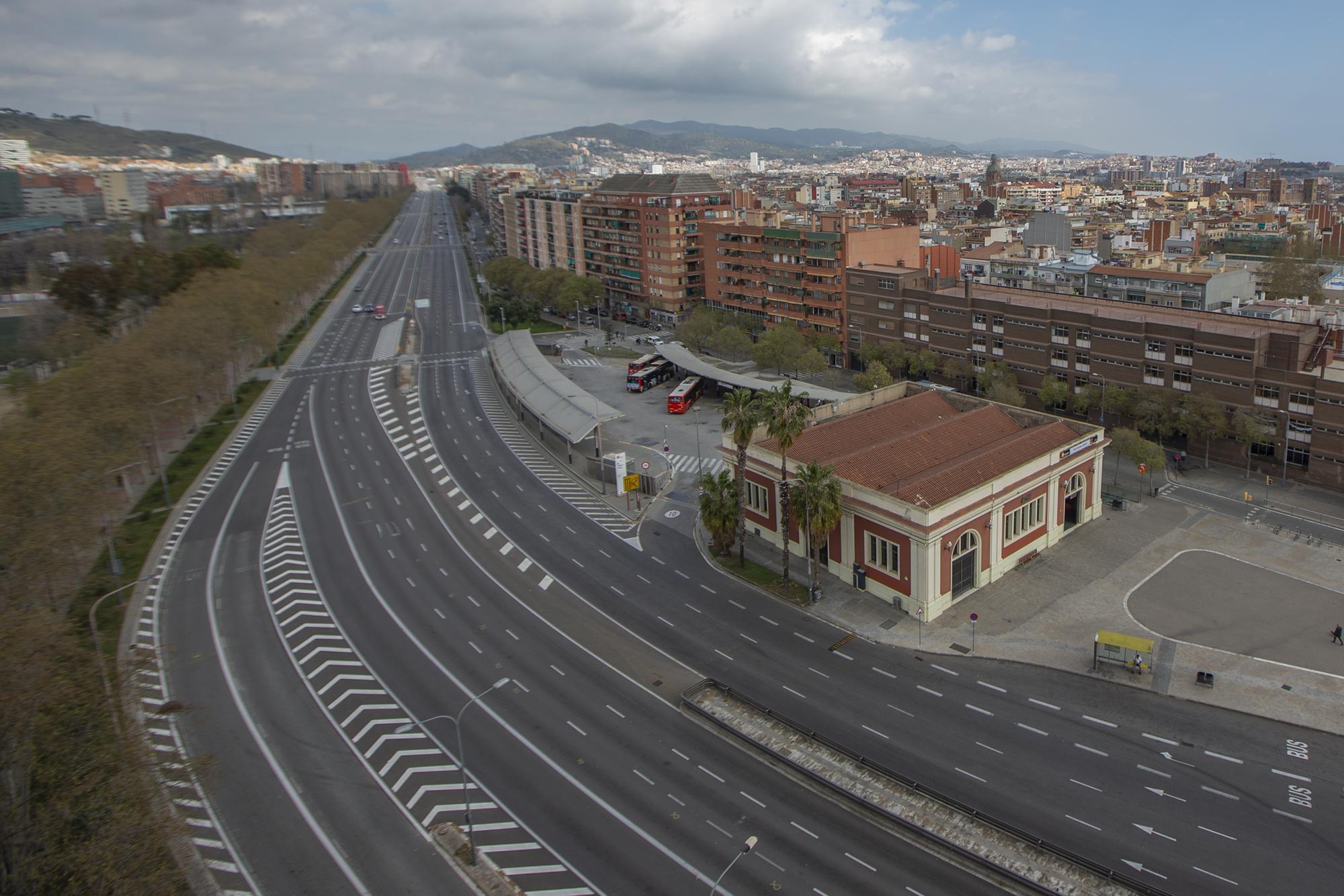 Covid 19 Daily News - An empty avenue in Barcelona, Spain, Sunday, March 15,...
