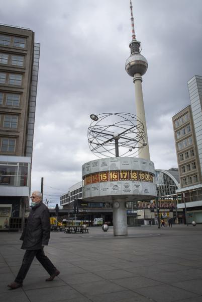 Berlin-Corona - Facial masks at an Empty Alexander Platz in Berlin...