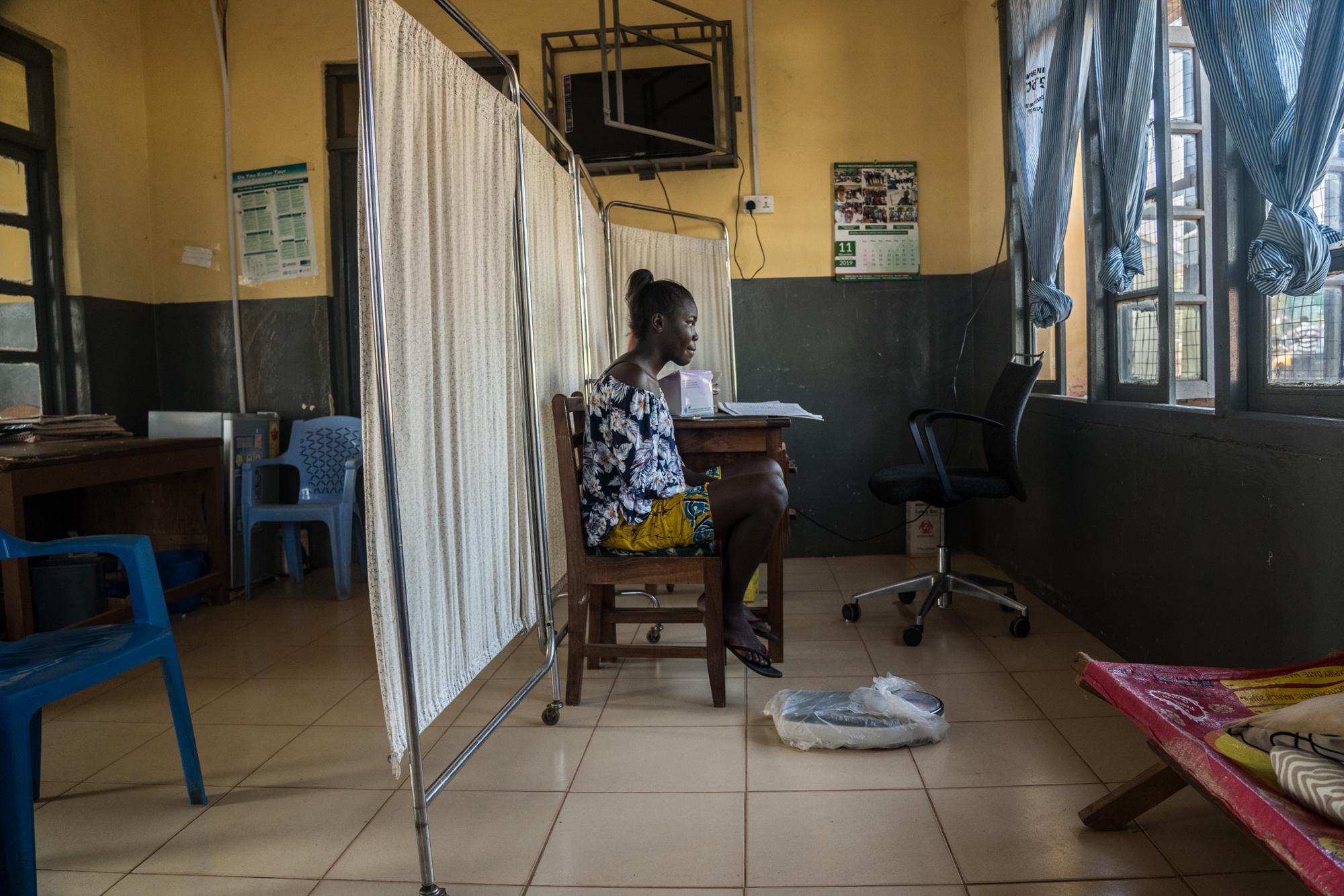 Jennifer Osei, patient at the Mim Health Centre, 24, is waiting for the widwife to attend to her. &ldquo;I have come to take a family planning...