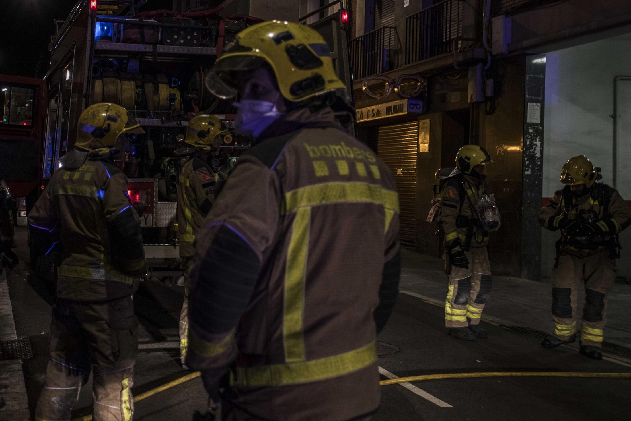 covid 19 - March 12, 2019 - Barcelona, Spain: Vehicles of the Fire,...