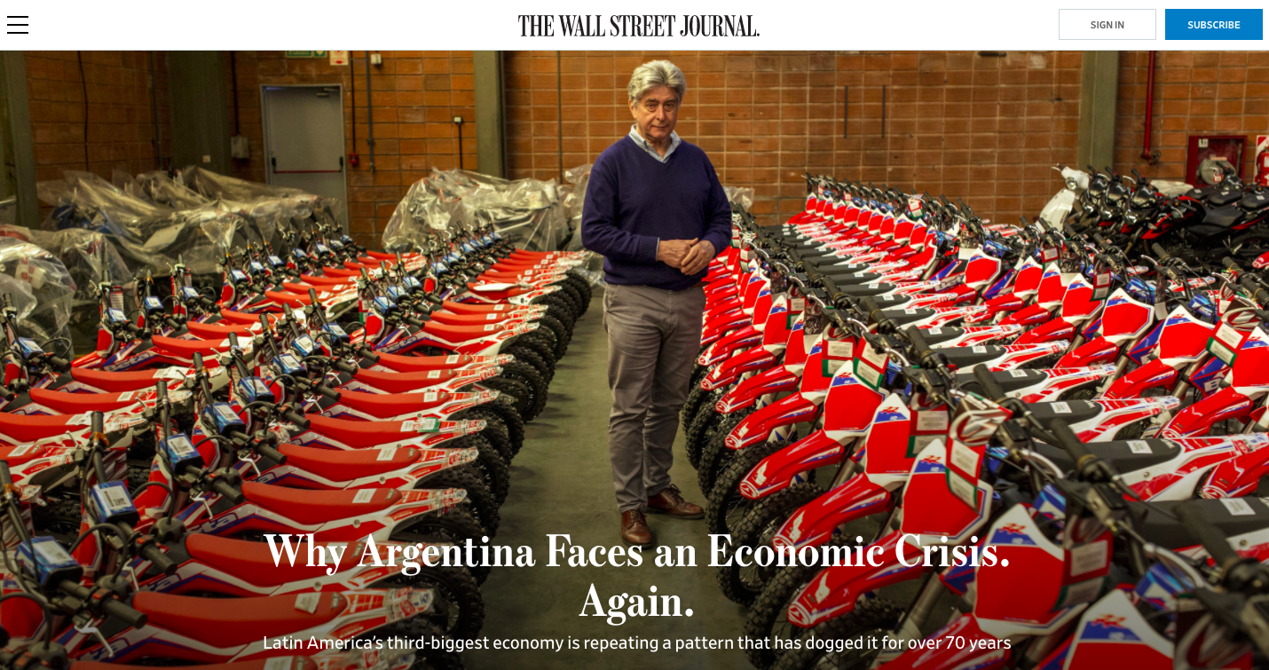 on The Wall Street Journal: Why Argentina Faces an Economic Crisis. Again.