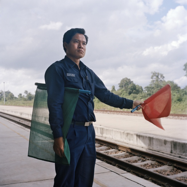 Kongthaly works at Thanaleng st...d only railway station in Laos.