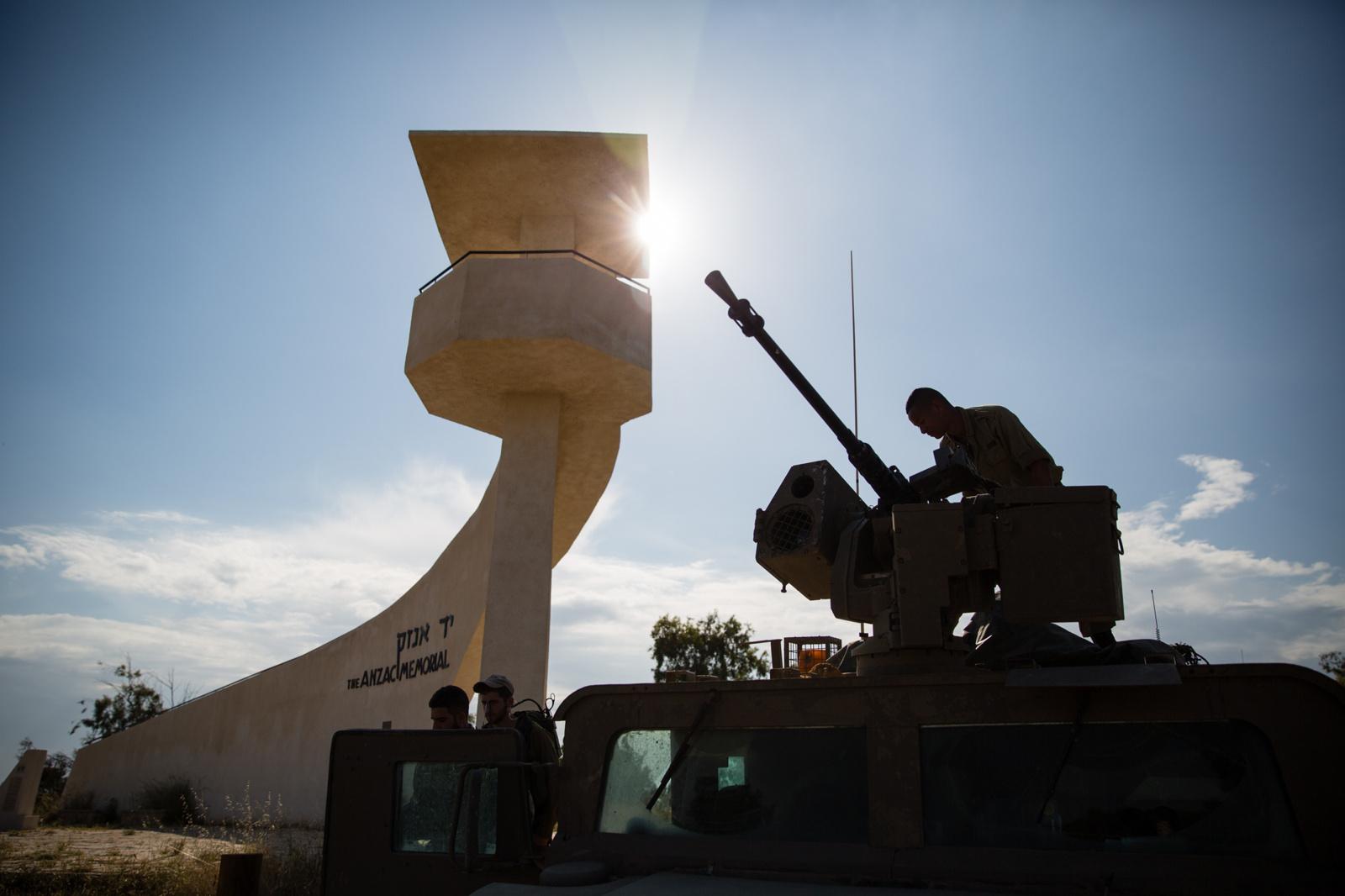 Israeli Army - Israeli soldiers during a patrol at the Anzac Memorial...