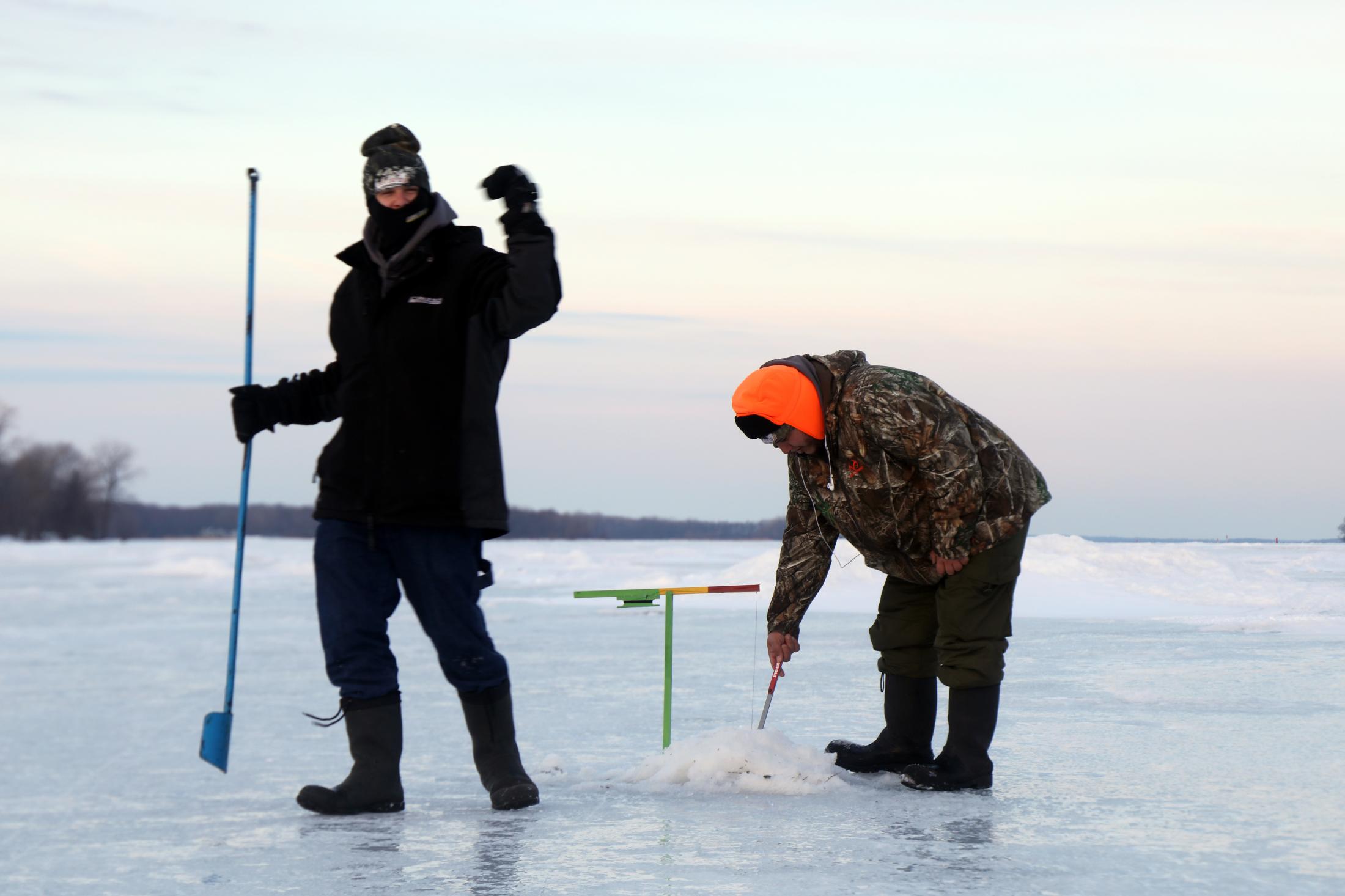 Morning on Ice - Kahnawake, MT - March 8, 2020: Diabo and Kirrey Clute...