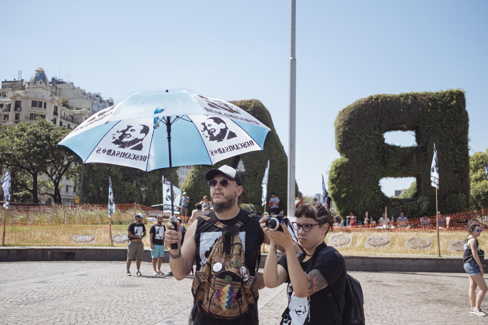 Petit Perón du Peuple "“ for M le Magazine du Monde - Supporters of Alberto Fernandez handle an umbrella with...