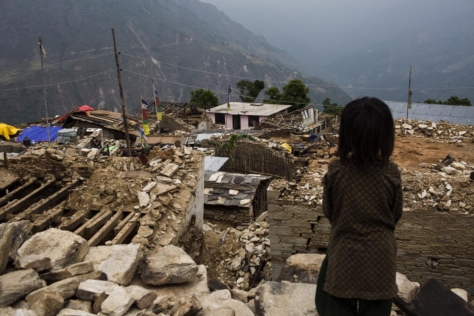 Nepal: Aftermath - Nepal / Natural disaster / A small town is seen complete...