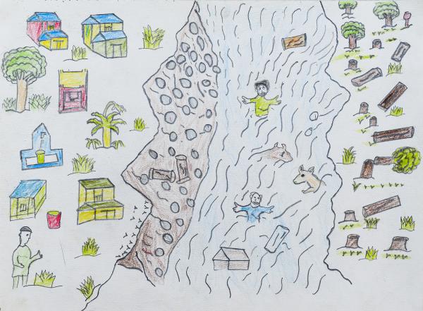 NEPAL, FOREVEREST - Drawing by Biswas Pakhyen, 12 years old, student at Shree...