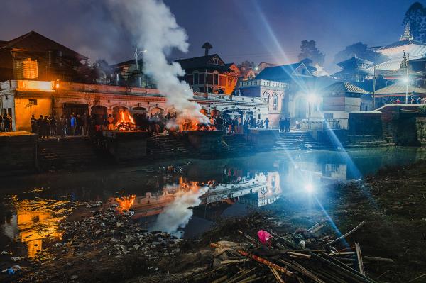 NEPAL, FOREVEREST - One evening at Pashupatinath Temple, Kathmandu, December...