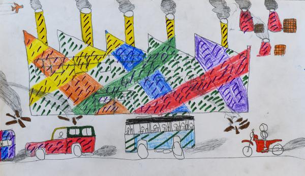 Image from NEPAL, FOREVEREST - Drawing by Bidhantha Pamagar, 11 years old, student at...