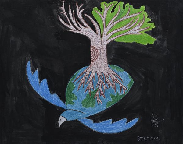 Image from NEPAL, FOREVEREST - Drawing by Biinisha Maharjan, 15 years old, a student at...